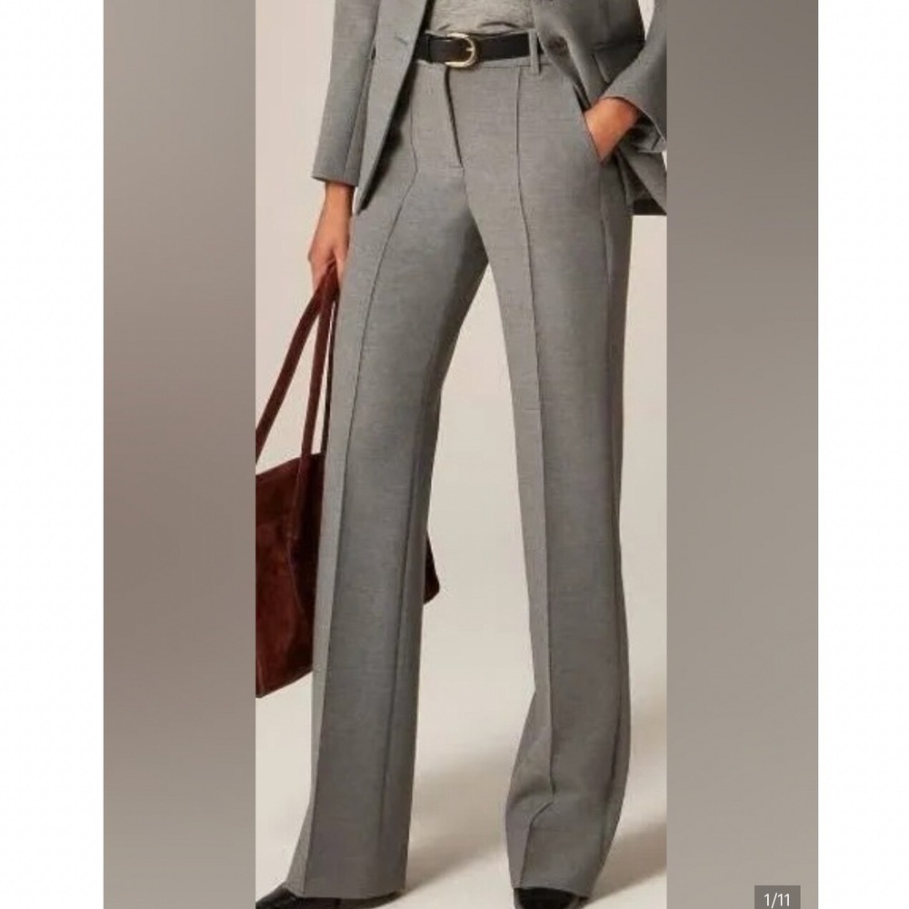 J.Crew Carreman Grey Pintuck Front Pleat Natalia Trousers Womens 10P Pants